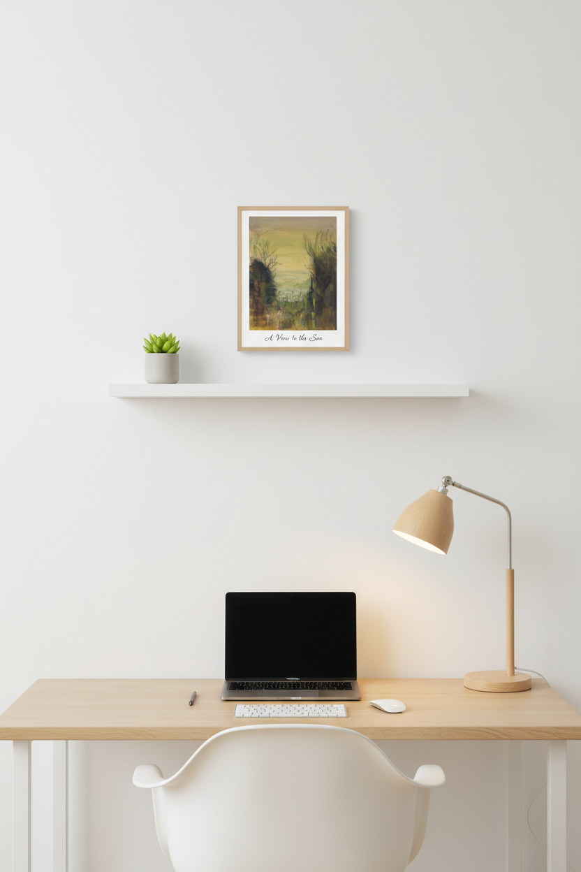 A View to the Sea 8x10 above desk shelf