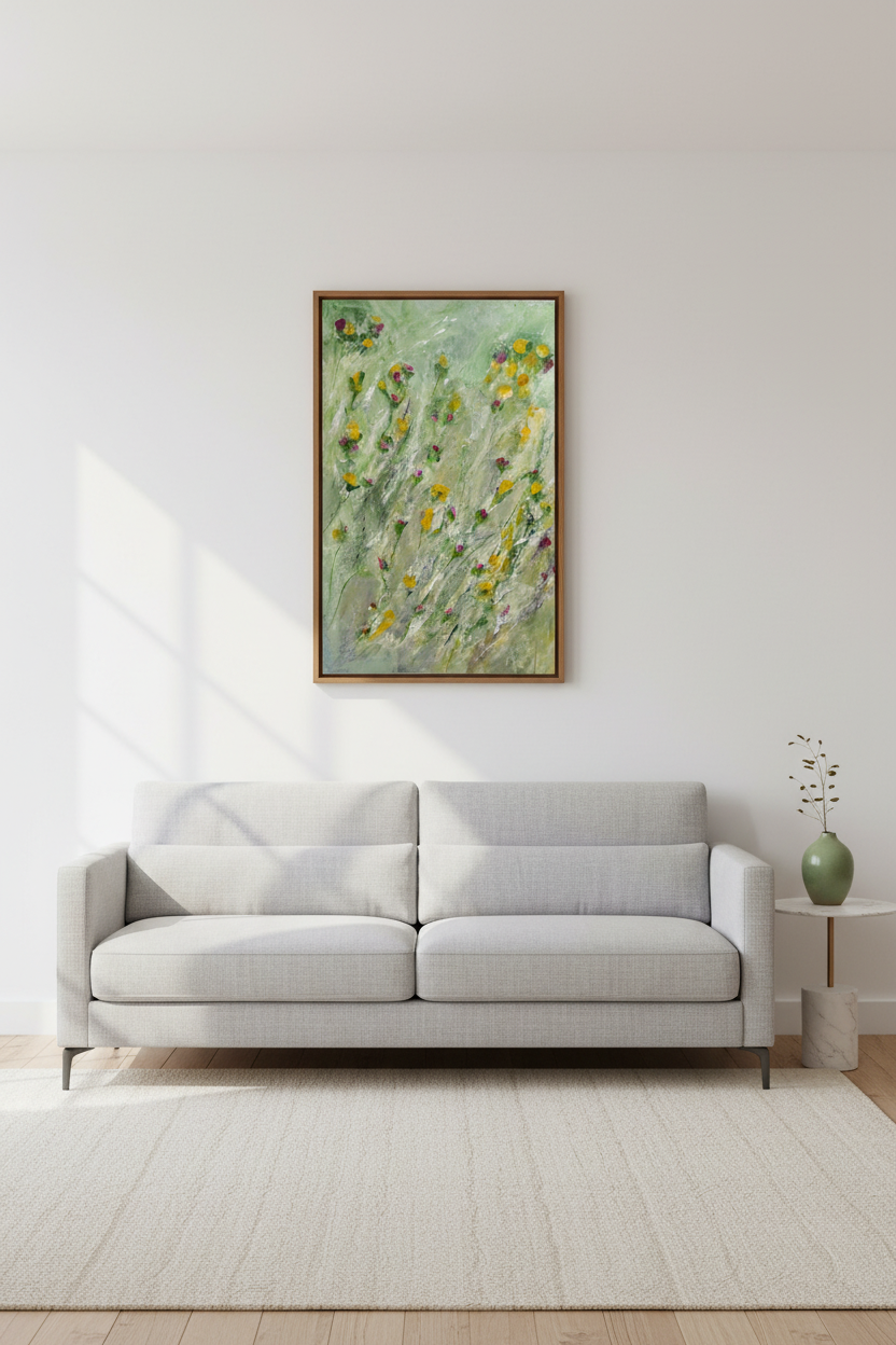 Drifting Flowers above loveseat