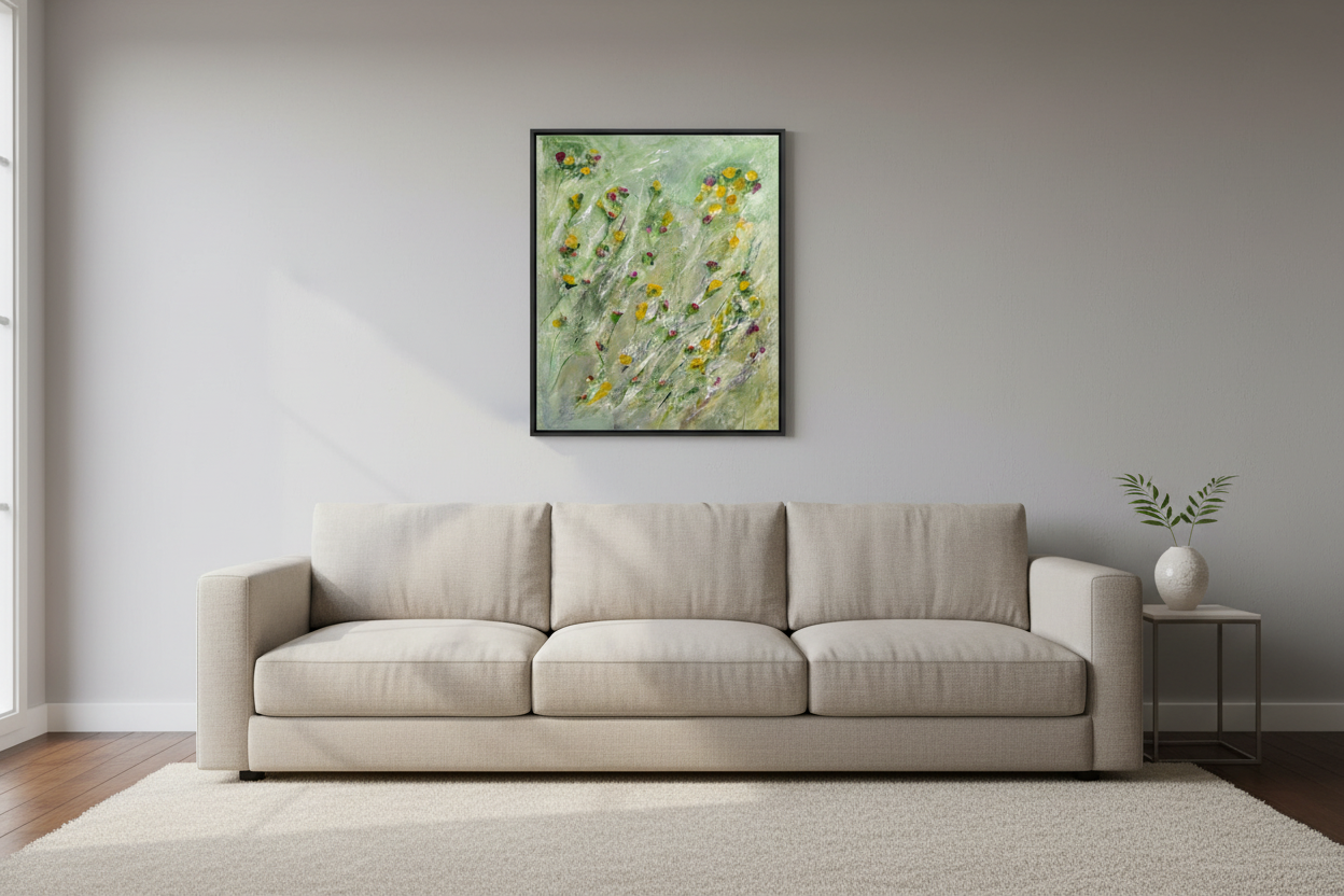 Drifting Flowers above sofa
