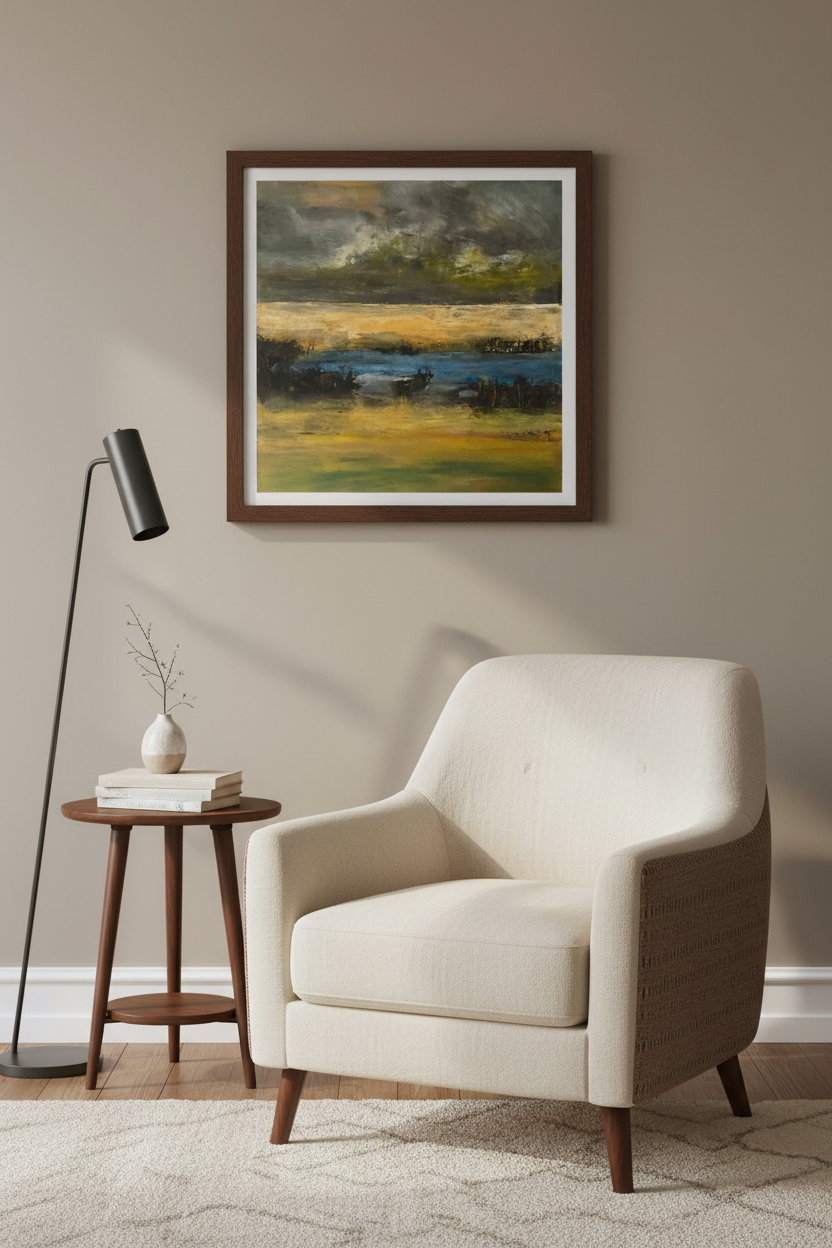 Hidden Lake 17x17 above chair