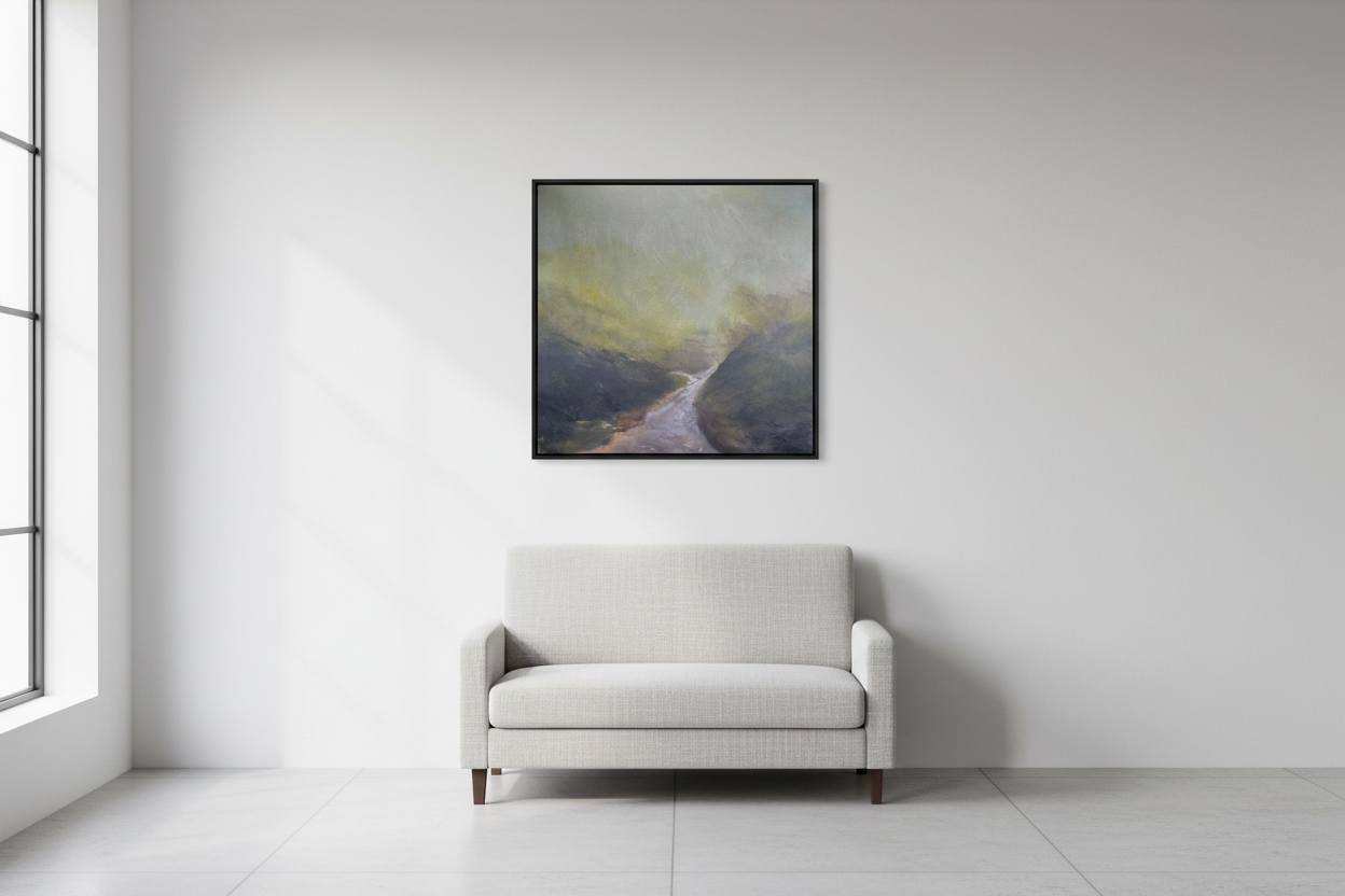 Misty Path 24x24 above loveseat