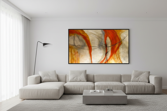 Orange Flow above sectional sofa
