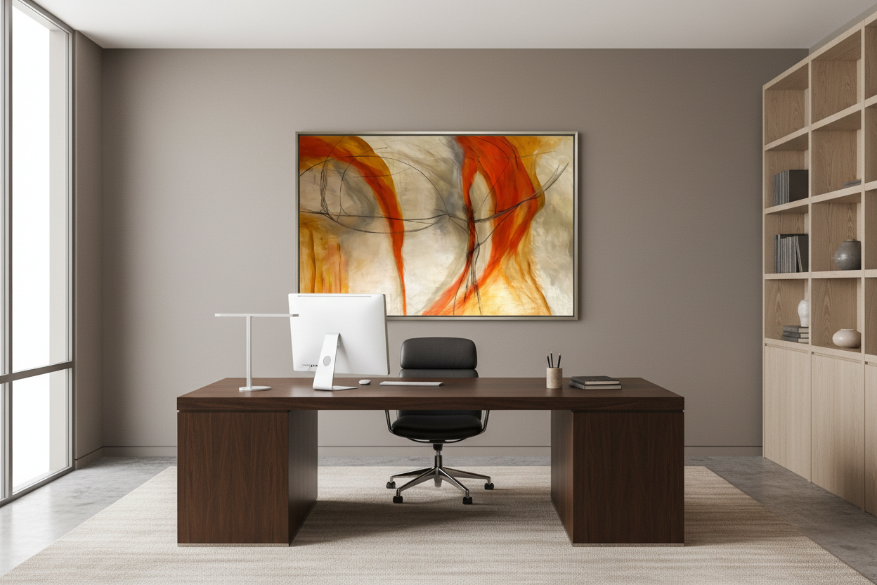 Your Orange Flow Painting in Modern Office